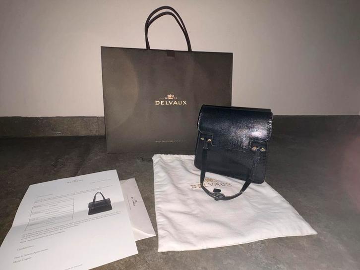 Delvaux Hagedis Leder Handtas met Certificaat, Sieraden, Tassen en Uiterlijk, Tassen | Damestassen, Gebruikt, Handtas, Zwart, Ophalen of Verzenden