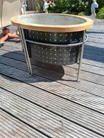 Ovale plantenbak met houten rand en RVS frame ., Tuin en Terras, Ophalen, Gebruikt, 40 cm of meer, Tuin
