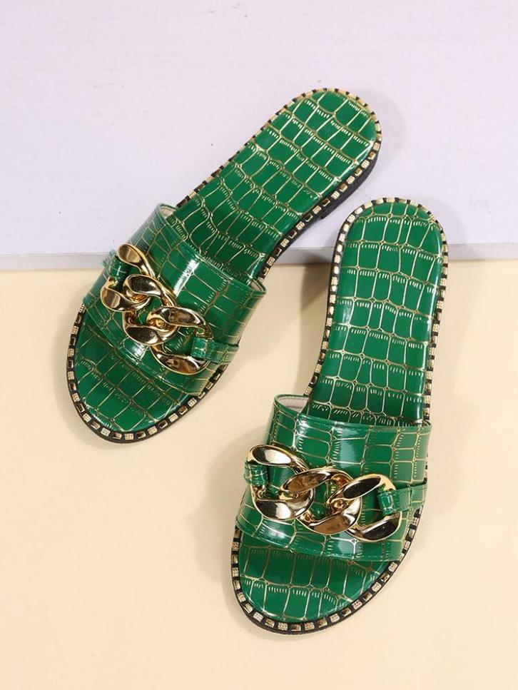Groene dames slippers kunst krokodil leren schoenen sandalen, Kleding | Dames, Schoenen, Nieuw, Slippers, Groen, Verzenden