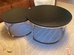 Salontafel set zwart met glazenplaat, Huis en Inrichting, Gebruikt, 50 tot 100 cm, Rond, Ophalen of Verzenden