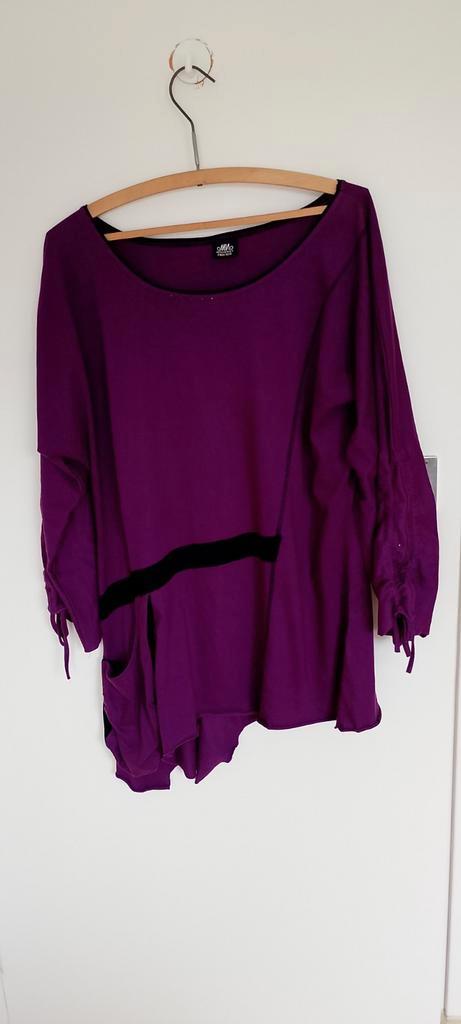A-symmetrische paarse top met leuke accenten, Kleding | Dames, Tops, Zo goed als nieuw, Maat 42/44 (L), Paars, Lange mouw, Ophalen of Verzenden