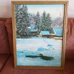 Winterlandschap, Rusland?, olieverf op doek, Antiek en Kunst, Ophalen of Verzenden