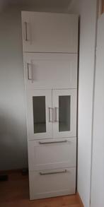 Witte keukenkast met vitrine gedeelte, kastdeuren en 2 lades, Huis en Inrichting, Kasten | Vitrinekasten, 50 tot 75 cm, Zo goed als nieuw