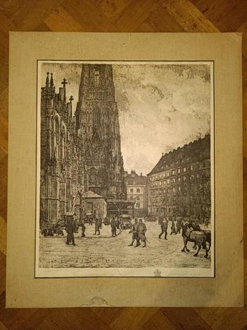 Ets van Ferdinand Eckhardt, Stephansplatz in Wenen beschikbaar voor biedingen
