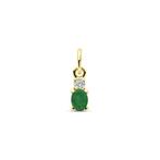Gouden mini hangertje met groene Smaragd en zirkonia - 14KRT, Overige voorstellingen, Met edelsteen, Nieuw, Ophalen of Verzenden