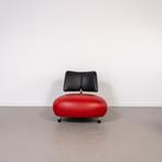 4x Leolux Pallone Fauteuil Rood/Zwart Leer - Chroom, Huis en Inrichting, Niet ingevuld, Niet ingevuld, 75 tot 100 cm, Ophalen of Verzenden