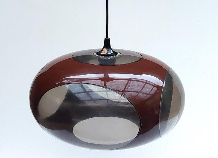 Vintage Massive Bug Eye hanglamp | bruin | izgs, Huis en Inrichting, Lampen | Hanglampen, Gebruikt, Minder dan 50 cm, Kunststof