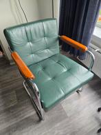 Groene leren buisframe stoel - Jaren 60/70, Huis en Inrichting, Fauteuils, Ophalen