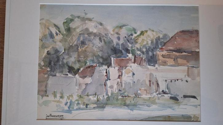 Aquarel Schilderij van Jan Thomassen, Antiek en Kunst, Kunst | Schilderijen | Klassiek, Ophalen