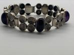 X660 Prachtige zilveren armband amethist Fins ontwerp, Ophalen of Verzenden, Zilver, Armband, Met edelsteen