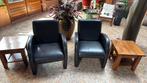 2x een fauteuil met armleuning, zwart leer, Ophalen, Gebruikt, Minder dan 75 cm, Leer