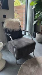 Mooie antraciet ribstof fauteuil - Meek Woood, Ophalen, Minder dan 75 cm, Zo goed als nieuw, Stof