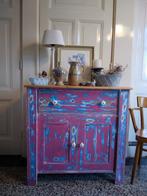 Commode Blauw grenen brocante Provence, Kinderen en Baby's, Kinderkamer | Commodes en Kasten, Ophalen, 50 tot 70 cm, Zo goed als nieuw