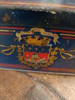 Frans oud koekjes blik brocante blauw, Verzamelen, Blikken, Ophalen of Verzenden, Gebruikt, Overige, Overige merken
