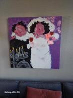 *DIKKE DAMES*Feestelijk Schilderij met Kaarsen en Wijn*, Antiek en Kunst, Ophalen