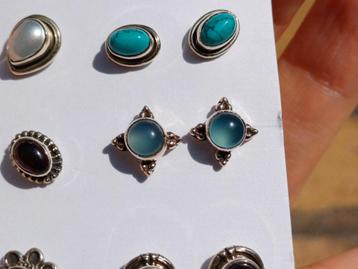Vanoli - 925 zilver oorbellen / oorknopjes met chalcedoon beschikbaar voor biedingen