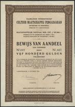 AANDEEL PENGADJARAN CULT.MIJ 1934, Postzegels en Munten, Aandelen en Waardepapieren, Ophalen of Verzenden, 1920 tot 1950, Aandeel