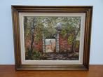 Mooi oud klassiek schilderij stenen poort en dorpsgezicht, Antiek en Kunst, Kunst | Schilderijen | Klassiek, Ophalen of Verzenden