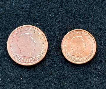1 en 2 eurocent van Luxemburg, geslagen in 2004 beschikbaar voor biedingen