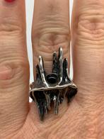 X183 Prachtige zilveren brutalist ring maat 18,5, Sieraden, Tassen en Uiterlijk, Antieke sieraden, Ophalen of Verzenden, Zilver