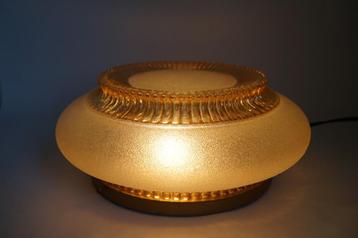vintage plafondlamp plafonnière glas reliëf regency zalm. beschikbaar voor biedingen