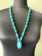 Vintage Egyptische Scarabee kralenketting, Sieraden, Tassen en Uiterlijk, Kettingen, Ophalen of Verzenden, Zo goed als nieuw, Steen of Mineraal