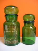 2x groene glazen vintage voorraadpotten, Ophalen of Verzenden, Zo goed als nieuw