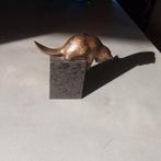 Bronzen poes op granieten sokkel, Antiek en Kunst, Antiek | Koper en Brons, Ophalen of Verzenden