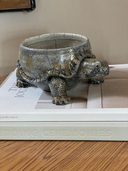 Vintage Little Zoo Schildpad Bloempot Bohemian Ibiza Style, Tuin en Terras, Bloempotten, Gebruikt, Aardewerk, Binnen, Minder dan 40 cm