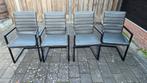 Set van 4 grijze eetkamerstoelen met armleuning, Ophalen of Verzenden, Zo goed als nieuw, Vier, Metaal