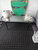Metalen Tafel met Geribbeld Glas, Ophalen, Minder dan 55 cm, Nieuw, Glas