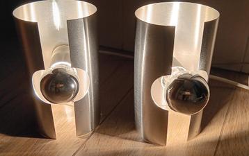  Space age vintage cilindrische   aluminium wandlampen (L40) beschikbaar voor biedingen
