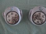 2 sensorlampen (op batterijen) met bewegingssensoren, Ophalen of Verzenden, Gebruikt, Kunststof, Plafondspot of Wandspot