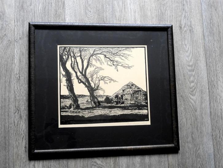 Piet Rackwitsz (1892-1968) - Houtsnede: "In t Gooi", Antiek en Kunst, Kunst | Etsen en Gravures, Ophalen