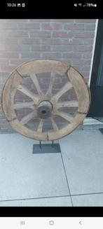 Houten wiel op standaard - decoratief item, Antiek en Kunst, Ophalen