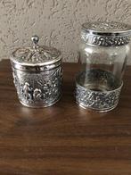 Vintage theebus en jampothouder met deksel, Antiek en Kunst, Ophalen of Verzenden, Zilver