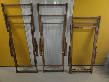 3 x Vintage strandstoel frames hout beschikbaar voor biedingen