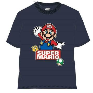 Super Mario T-shirt - Donker Blauw - Maat 98