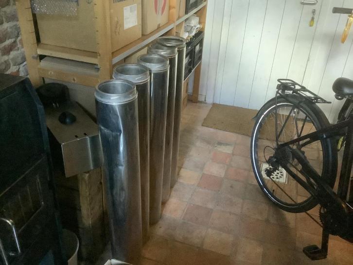 Dubbelwandige Kachelpijp Set -  5 Meter Compleet, Doe-het-zelf en Verbouw, Verwarming en Radiatoren, Zo goed als nieuw, Kachel