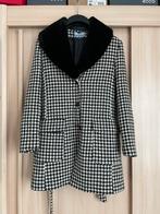 mantel jas wollen winterjas pied de poule zwart wit 38 M, Maat 38/40 (M), Zwart, Ophalen of Verzenden, Gedragen