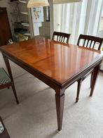 eettafel en 4 stoelen mahonie (uitschuifbaar), Ophalen, Gebruikt, 50 tot 100 cm, Vijf personen of meer