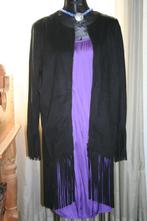 Nieuw superzacht imitatie suede zwarte jas franje 44 koopje, Verzenden, Zwart, Maat 42/44 (L), Nieuw