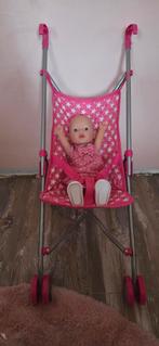 Babypop in roze sterren buggy, Kinderen en Baby's, Ophalen of Verzenden, Zo goed als nieuw, Babypop