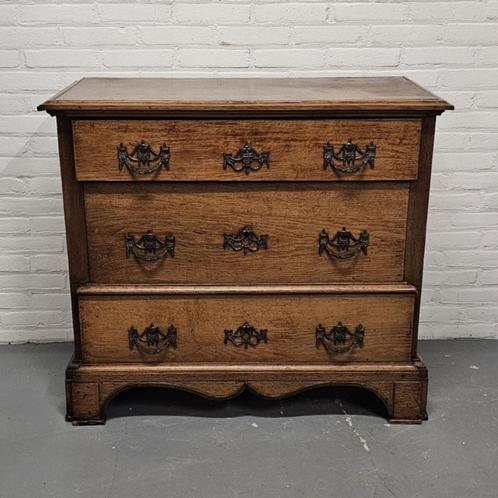 Hollands 3-laads eiken commode, ca. 1880. Breedte 98 cm, Antiek en Kunst, Antiek | Meubels | Kasten, Ophalen