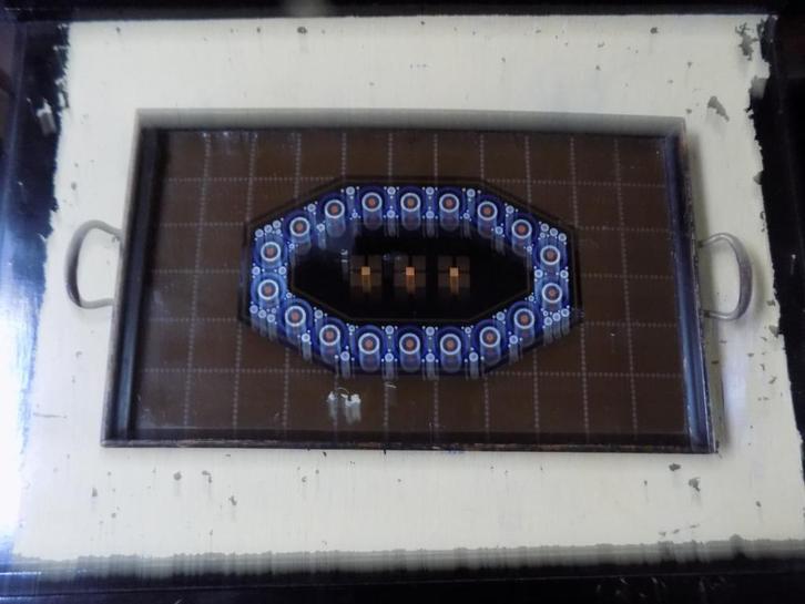 Dienblad art deco jaren 30 glas hout vintage, Huis en Inrichting, Woonaccessoires | Dienbladen, Gebruikt, Hout, Rechthoekig, Ophalen of Verzenden