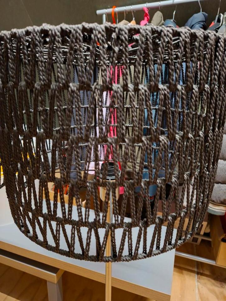 Verstelbare RVS Lampenvoet met Zwarte Kap, Huis en Inrichting, Lampen | Vloerlampen, Gebruikt, 100 tot 150 cm, Metaal, Stof, Ophalen