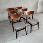 6x Eetkamerstoelen door Schiønning & Elgaard – Denemarken, Hout, Vintage deens design mid-century, Ophalen of Verzenden, Zo goed als nieuw