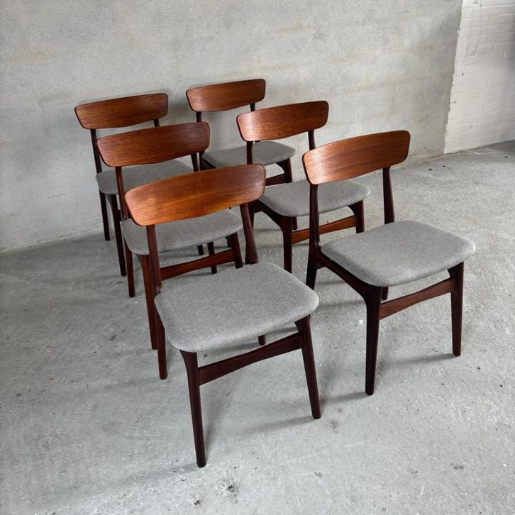 6x Eetkamerstoelen door Schiønning & Elgaard – Denemarken, Huis en Inrichting, Stoelen, Zo goed als nieuw, Vijf, Zes of meer stoelen