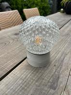 Vintage porseleinen plafond lamp met decoratief glas, Ophalen of Verzenden, Gebruikt, Glas, Vintage