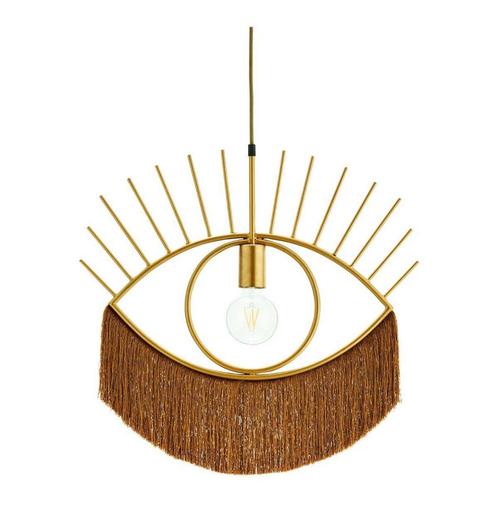 Madam Stoltz oog hanglamp met franjes, Huis en Inrichting, Lampen | Hanglampen, Zo goed als nieuw, Minder dan 50 cm, Metaal, Ophalen of Verzenden